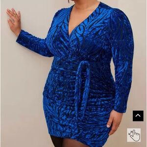 Torrid 12 at the knee velvet high slit long sleeve dress